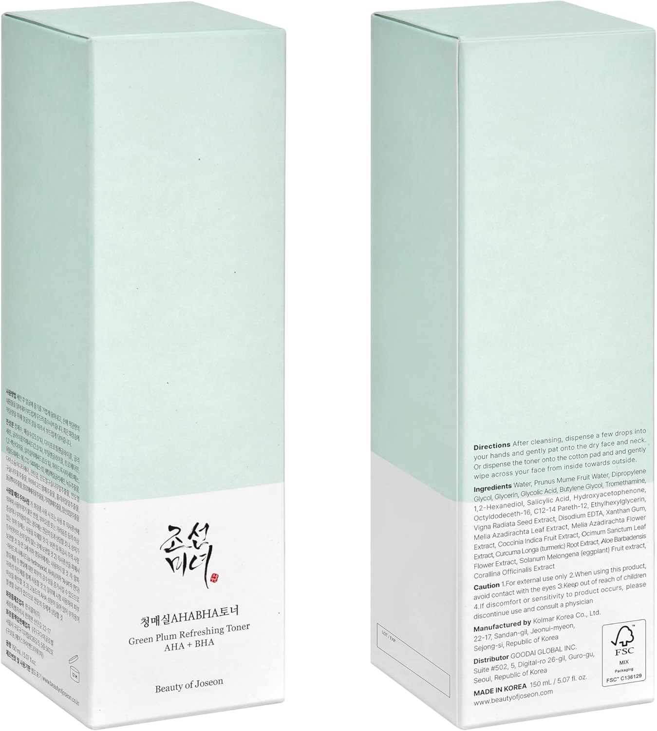 BEAUTY OF JOSEON Green Plum Refreshing Toner AHA + BHA